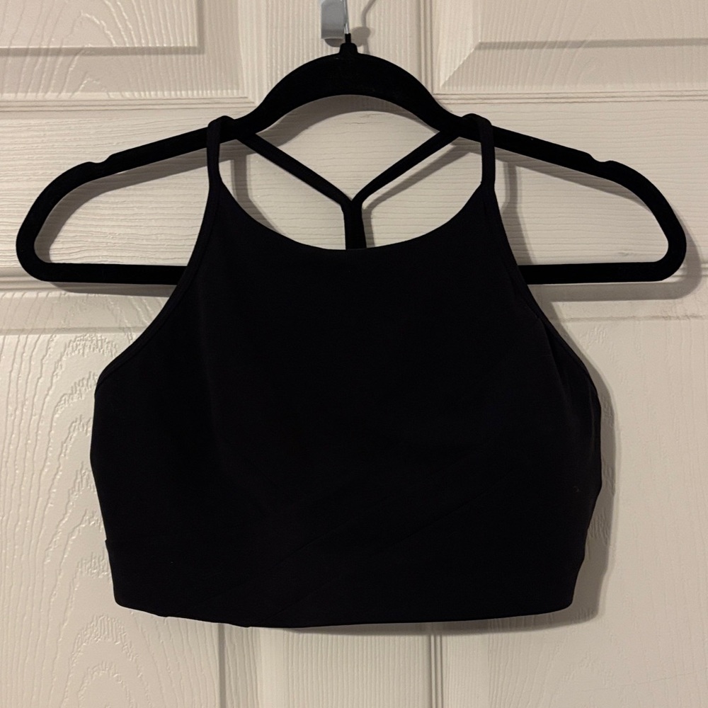 Lululemon Flow Y Wrap-Front High-Neck Bra *Light Support, B/C Cup Size 12 Black